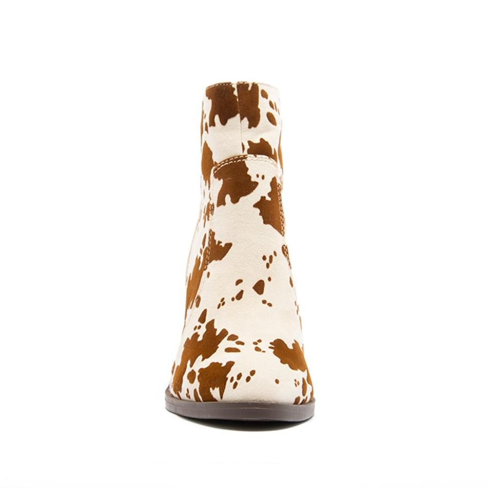 Brown Cow Printed Ankle Boots - Picture 5 of 7